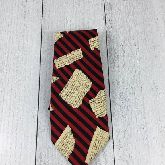 Nicole Miller 1994 Want Ads Red Tie - Picture 3 of 5